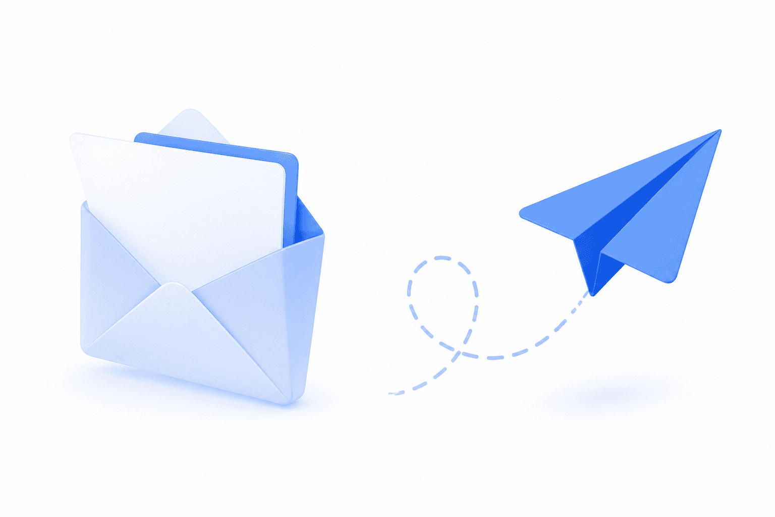 Illustration of an envelope sending a paper plane message